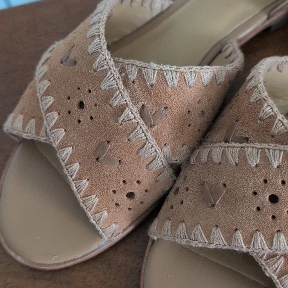 Jack Rogers Lindsey Tan Cut Out Suede Women's Flats Suze 38 - Picture 6 of 8